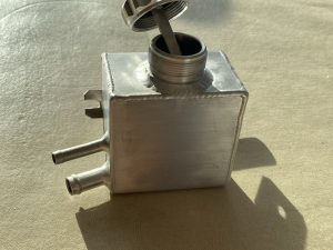 Aston Martin DB7 i6 power steering reservoir in alloy.